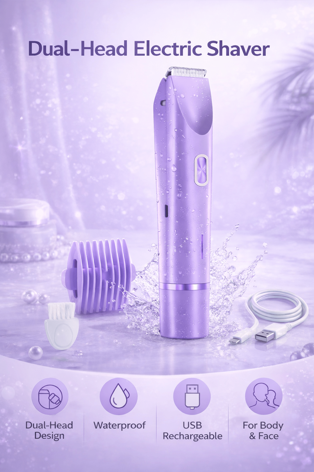All-in-one electric shaver for women – hypoallergenic blades for legs, arms, underarms, bikini, and facial hair